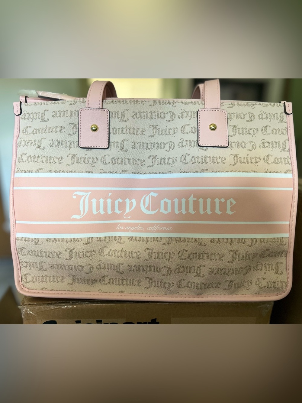 Juicy Couture Pink and Beige Logo Tote